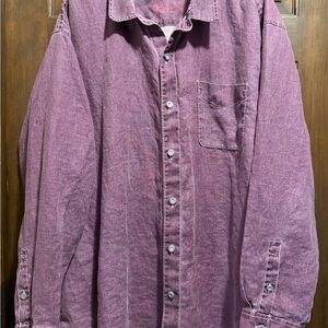 Tommy Bahama “Relax” Linen Long-Sleeve Button Down Shirt in Plum